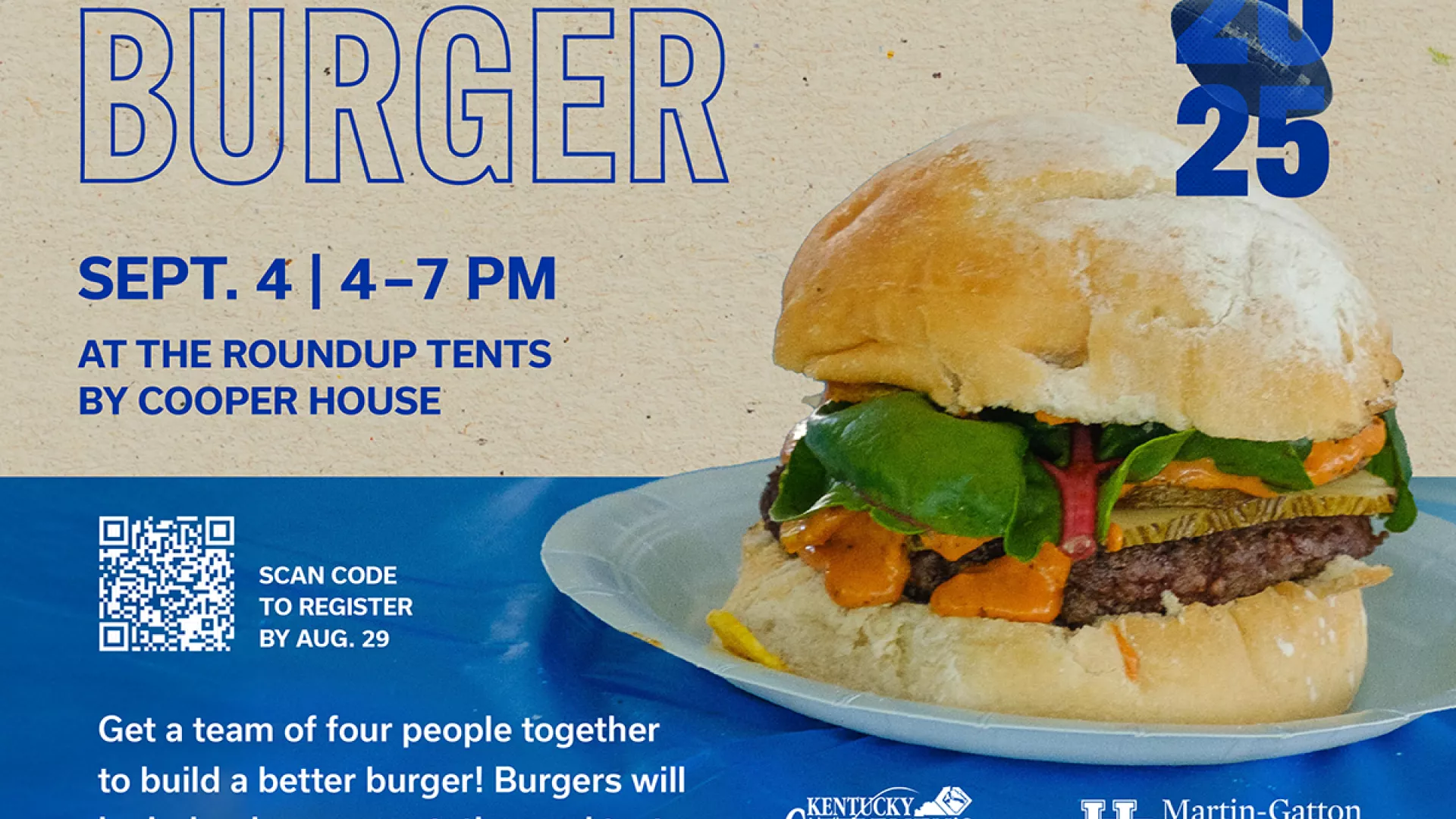 Build a Better Burger flyer with a photo of a burger