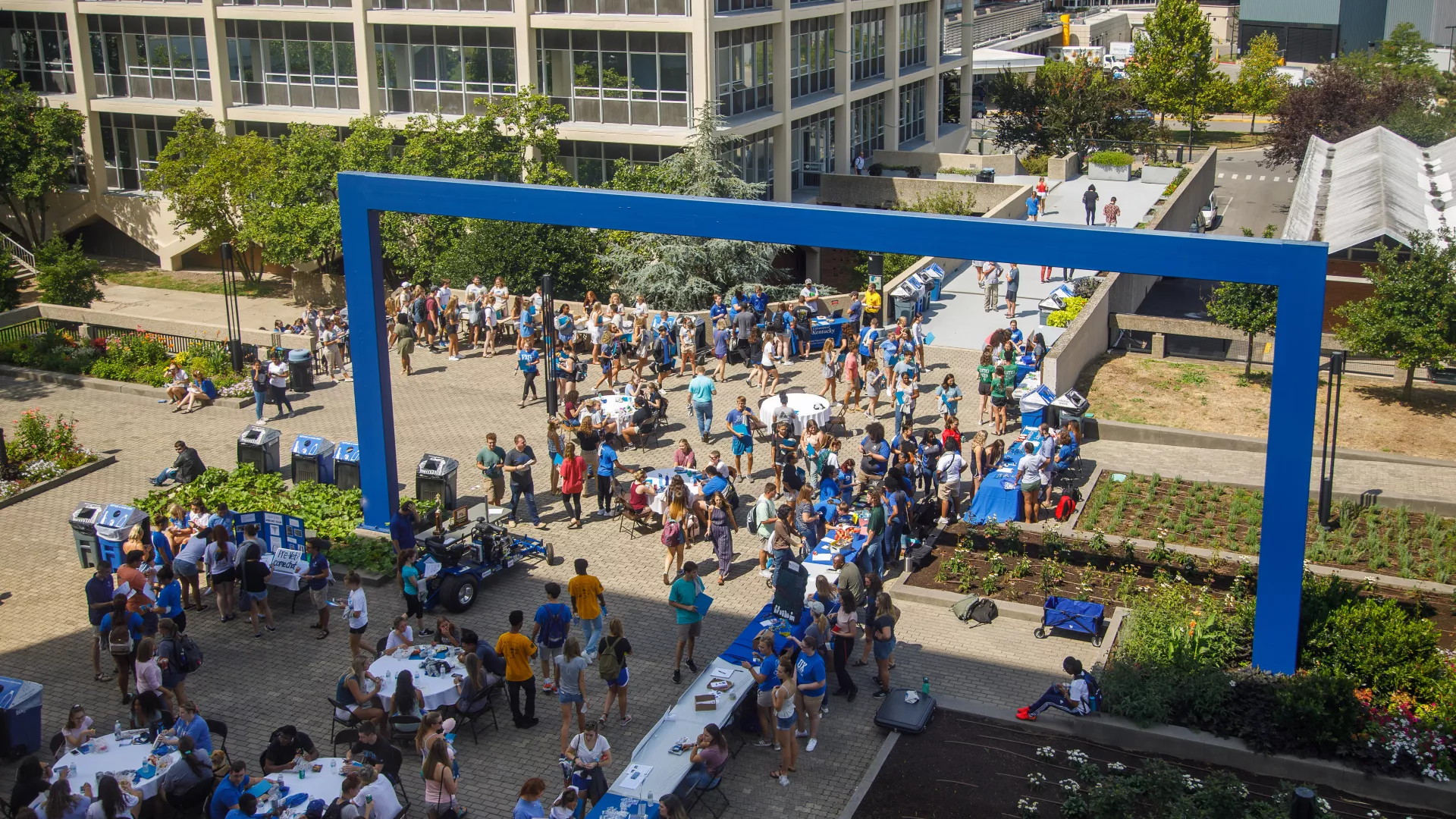 Academic Programs, Office of Academic Programs, student services New students in the College of Agriculture, Food and Environment mingled at the 2019 CAFE College Welcome Event in Alumni Plaza.