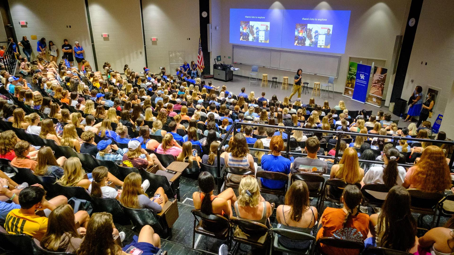 Academic Programs, Office of Academic Programs, Welcome Event, student services Seth Riker of the College of Agriculture, Food and Environment Center for Student Success welcomed the 2022 freshman class at an event in Seay Auditoirum.